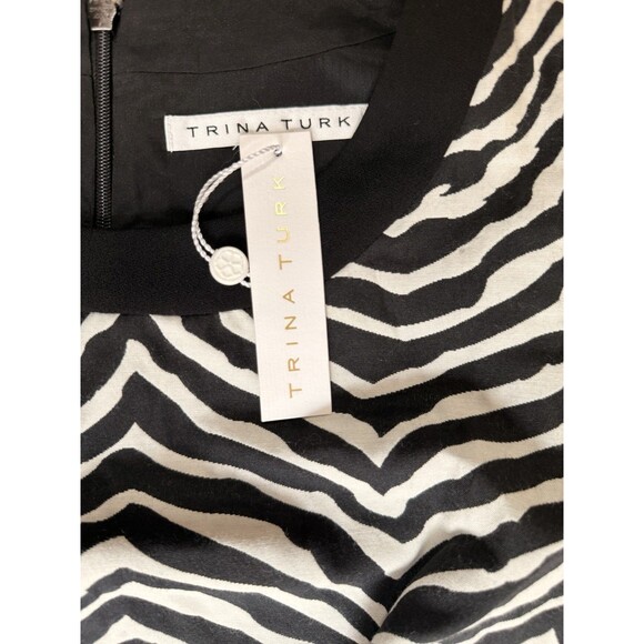 Trina Turk Dress Black And Ivory Animal Print Zebra Sheath Size 6 NWT - Picture 6 of 6